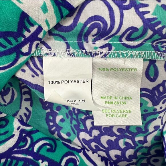 LILLY PULITZER Deanna Montauk Blue Teal White Paisley Printed Satin Romper Sz M - Picture 3 of 6